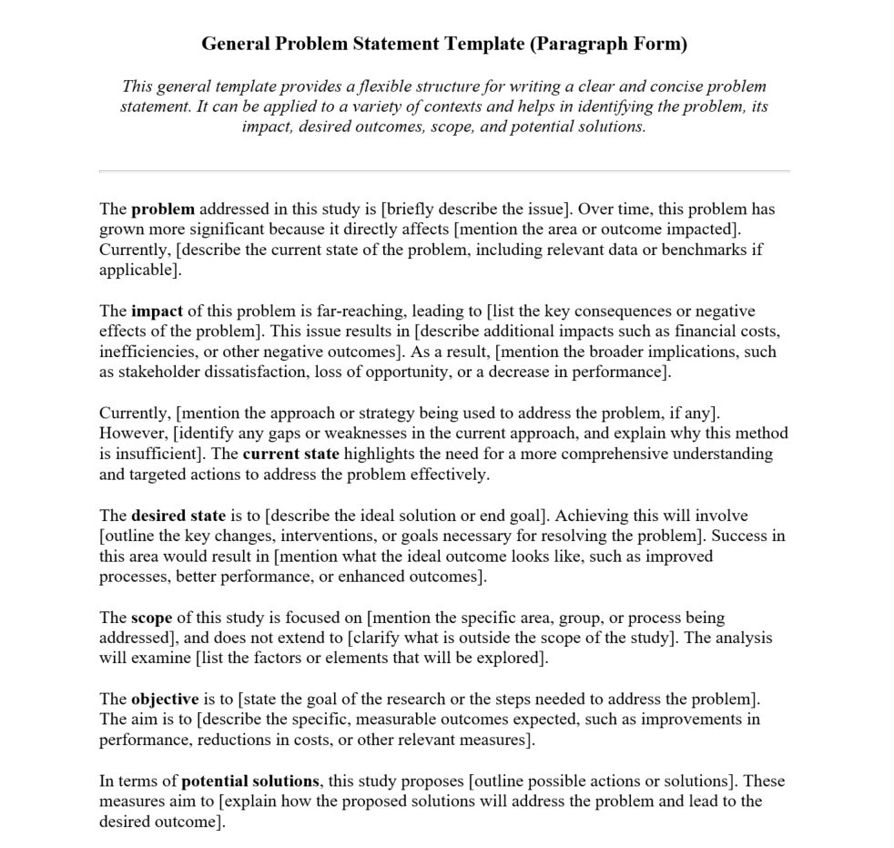 Research and dissertation Problem Statement Template