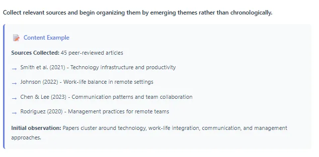 Step 2 in writing thematic literature review