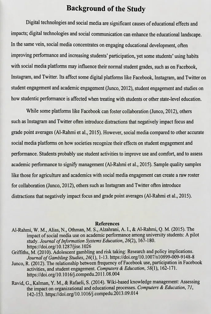 Example of background of the study