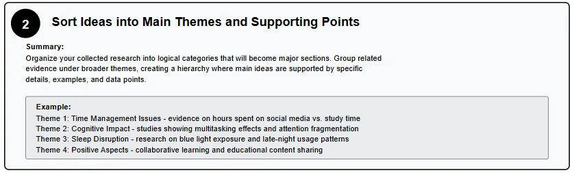 Step 2 in Research Paper Outline Writing