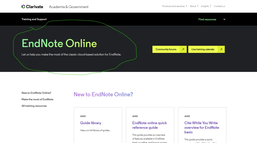 EndNote Online for Reference Management