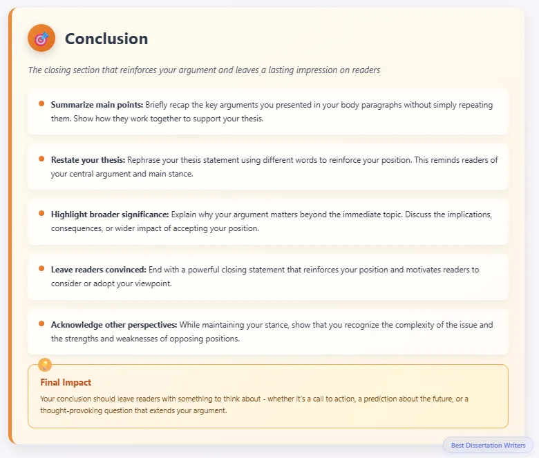 Conclusion section of argumentative essay example