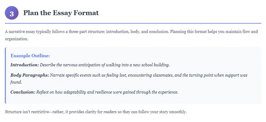 Step 3 in narrative essay writing process