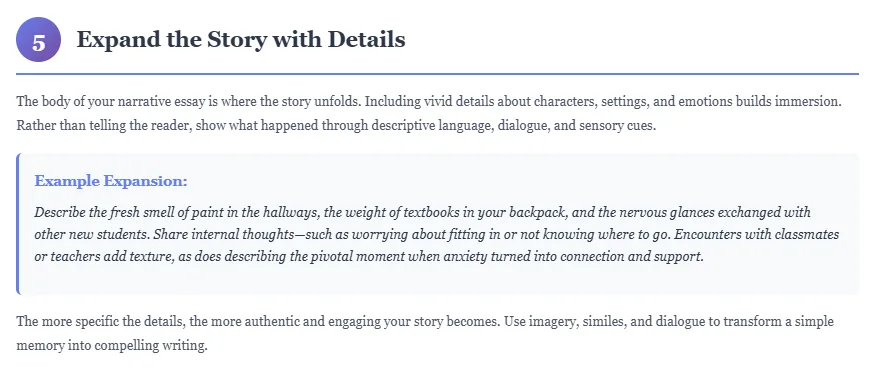 Step 5 in narrative essay writing process