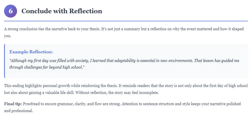 Step 6 in narrative essay writing process