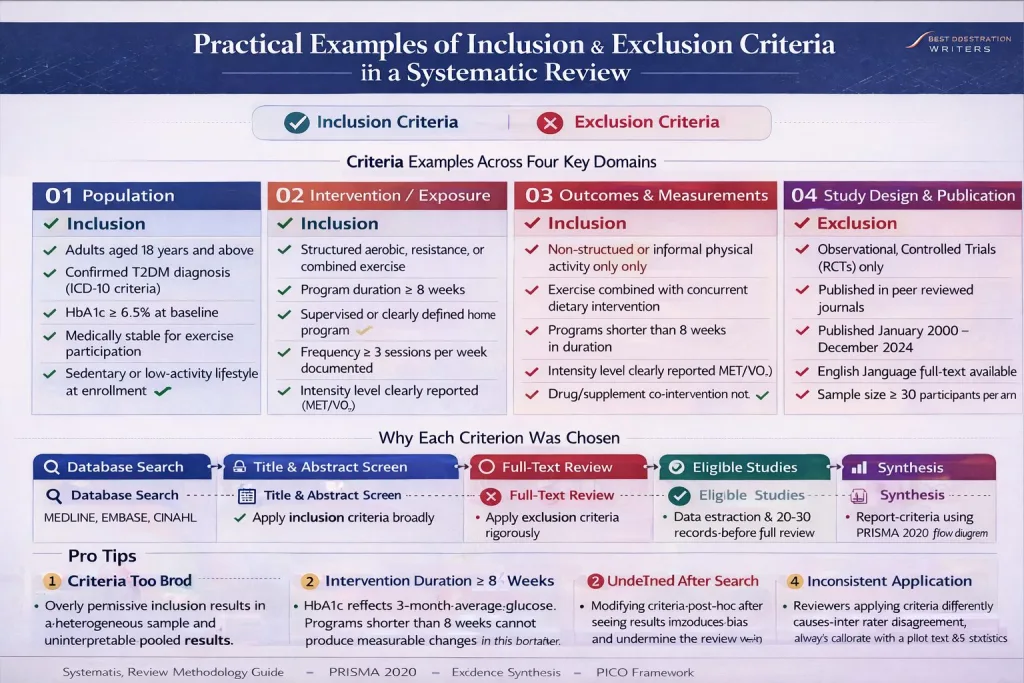 Practical Examples of Inclusion and Exclusion in a Systematic Review