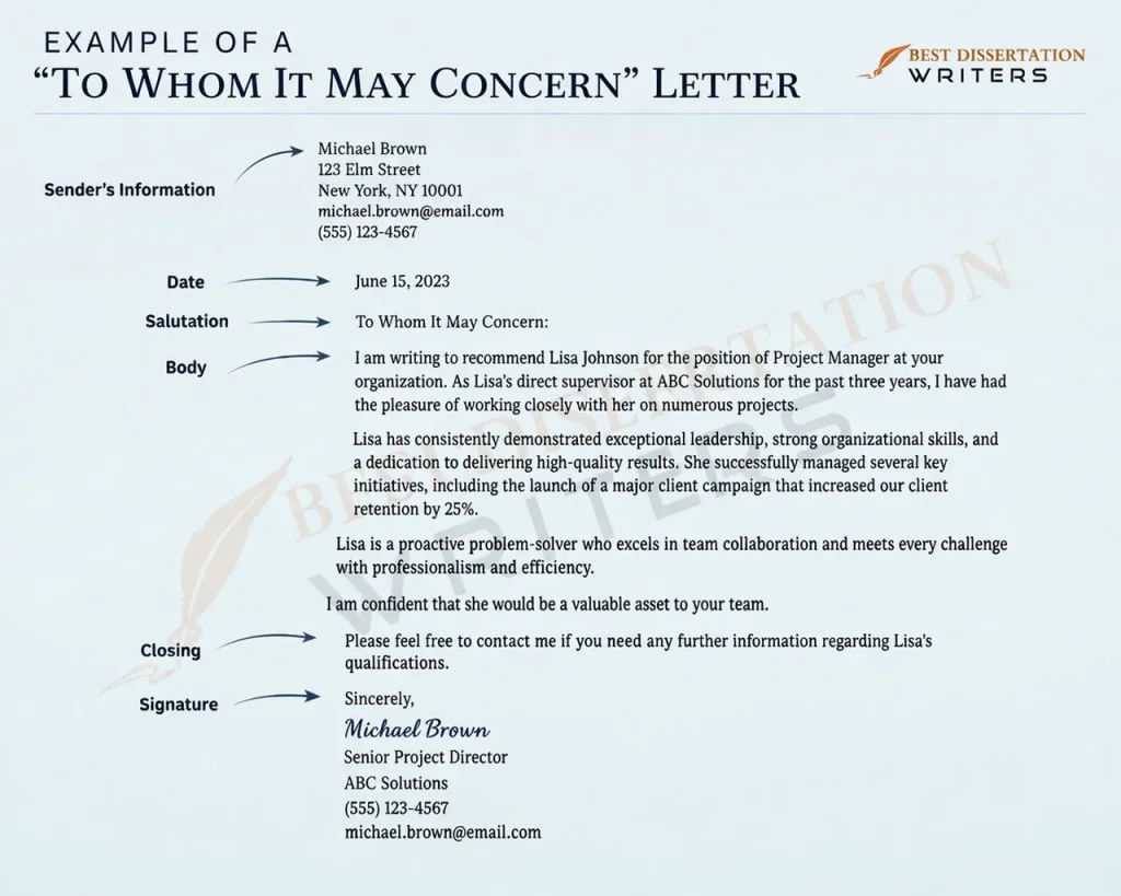 Example of To Whom It May Concern Letter
