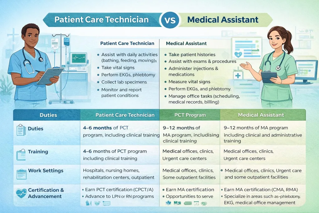 Patient Care Technician vs Medical Assistant Explained