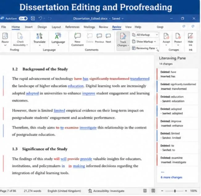 dissertation editing and proofreading services